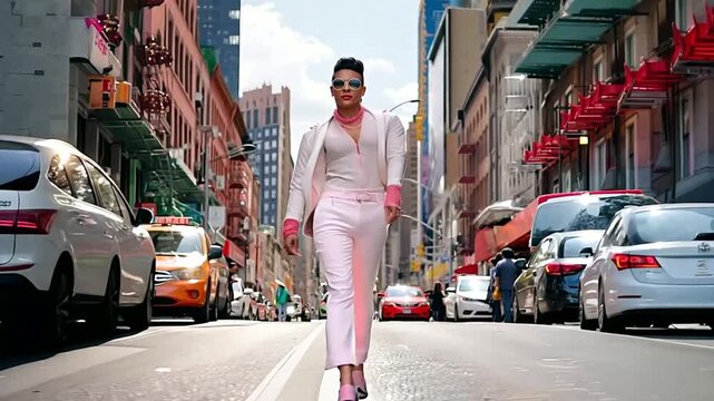 Fashionable man walking street