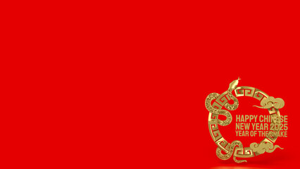 The Gold snake for Chinese New Year  concept 3d rendering..