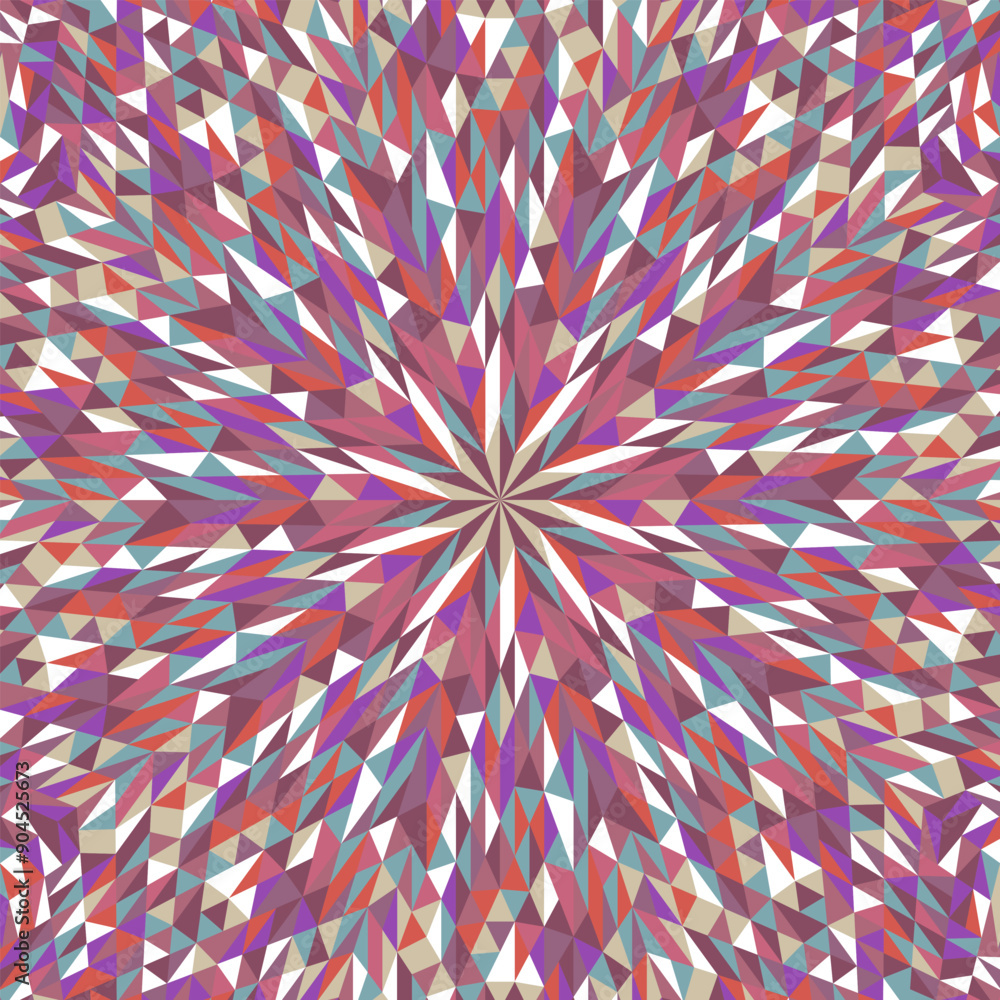 Poster colorful dynamic tiled mosaic pattern background design - circular hypnotic polygonal vector illustr