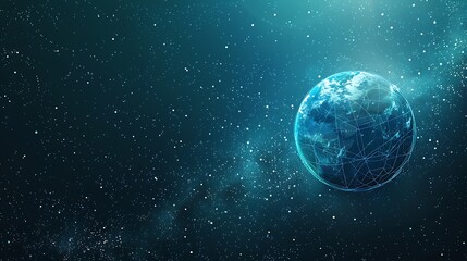 Obraz premium Abstract image of earth with glowing lines and stars in space.