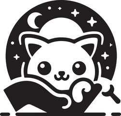 Cat Day logo icon silhouette vector style art illustration