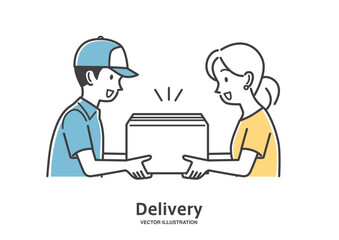 宅配する男性の配達員