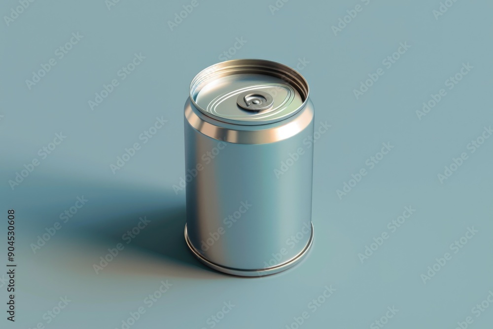 Poster a can of soda sitting on a table, possibly with condensation or drips