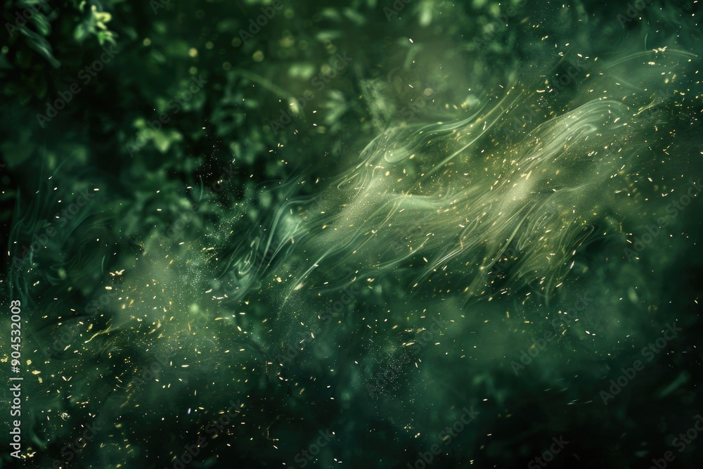 Poster a bird soars through the trees in a dense forest, its wings outstretched