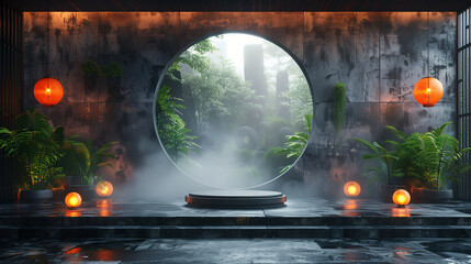 Fototapeta premium Empty podium mockup for product presentation with shadows and light