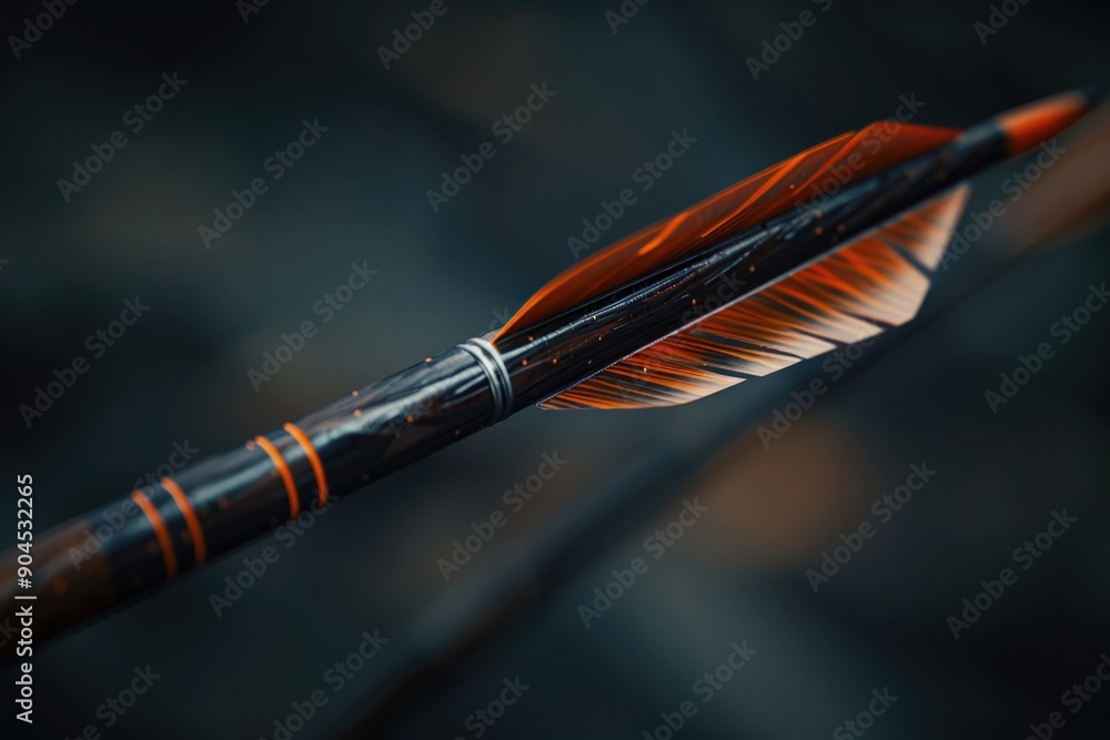 Poster a detailed view of an arrow attached to a stick, potentially for hunting or outdoor use