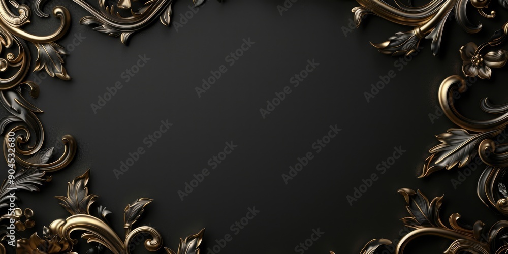 Poster A simple yet elegant picture frame with a black background and gold accents, perfect for displaying favorite photos or artwork