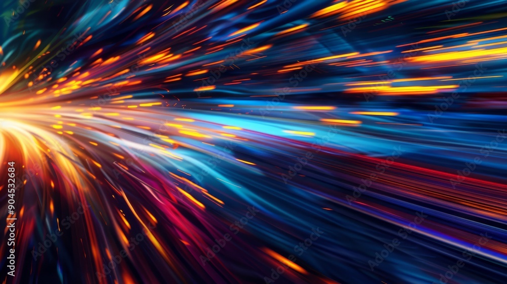 Poster captivating dynamic light trails in motion creating technology and science backgrounds