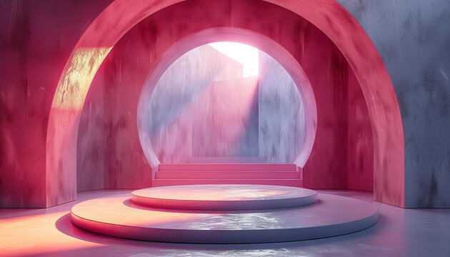 Product display three dimensional podium mockup with shadows and light
