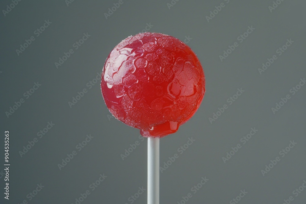 Poster A single red lollipop sits atop a white stick, perfect for adding a pop of color to any scene