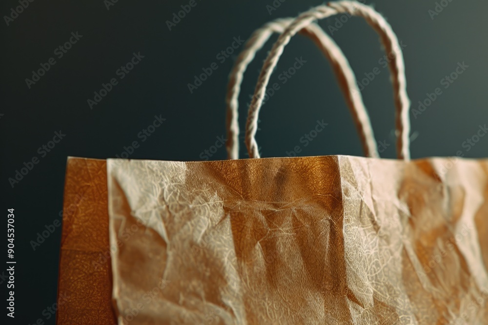 Aufkleber A brown paper bag placed on a table with no other objects around