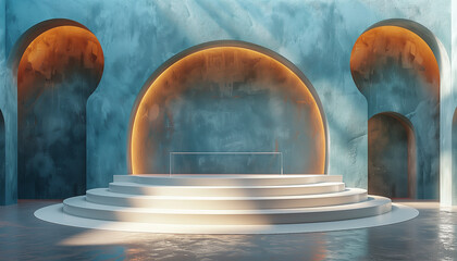 Obraz premium Product display three dimensional podium mockup with shadows and light