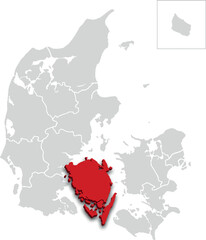 FYN map PROVINCE of DENMARK 3d isometric map