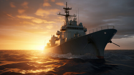 Fototapeta premium ship at sunset