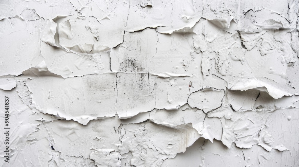 Poster a close-up view of peeling paint on a worn-out wall, ideal for use in interior design or diy project