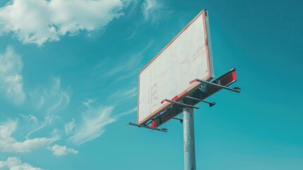 A billboard without any content on a clear blue sky with clouds