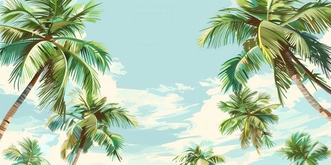 Fototapeta premium Serene Palm Trees. Nature-inspired wallpaper design