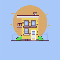 illustration of a Apartment building flat design. Vector thin sign of multi-storey house, condo rent logo. Real estate illustration.