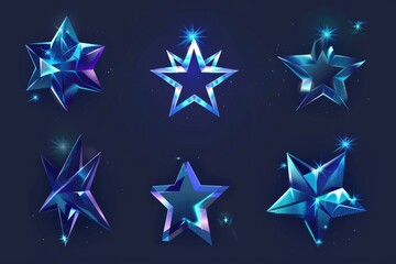 Fototapeta premium A collection of shining stars against a dark background