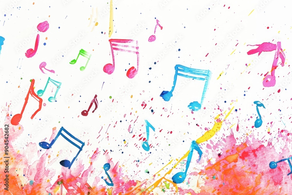 Poster a collection of musical notes on a clean and minimalist white background