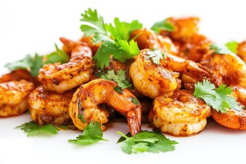 Fototapeta premium Close-up of Grilled Shrimp with Fresh Parsley Garnish