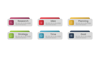 Infographic element design template with 6 options or steps and icons