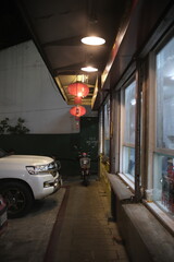 parking garage chinese restaurant night