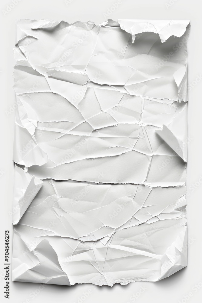 Poster a small piece of white paper with edges rough from being torn, possibly used for note-taking or writ