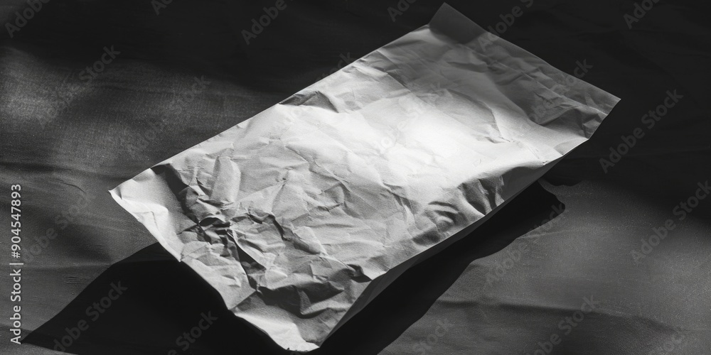 Poster A sheet of paper lying flat on a table surface