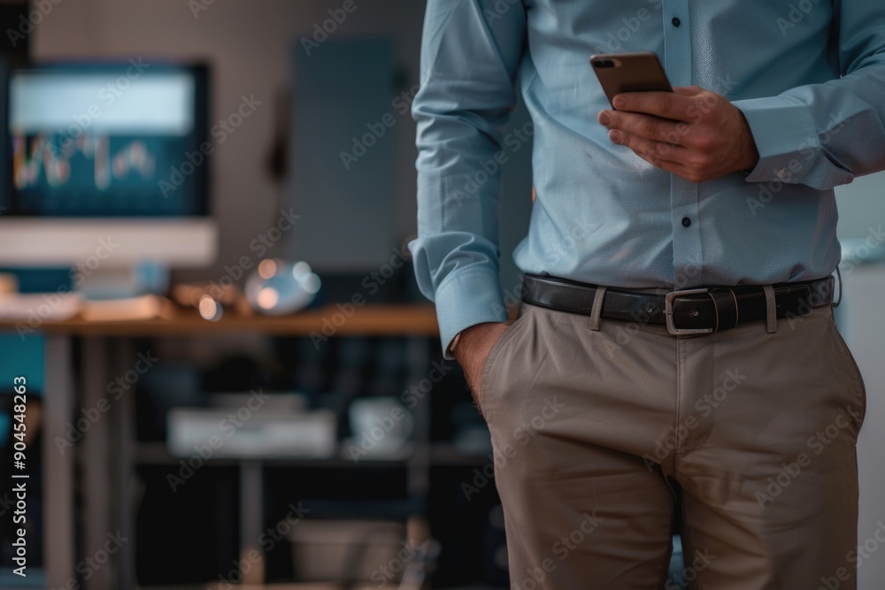Aufkleber A person holding a cellular device, suitable for technology or communication themed projects