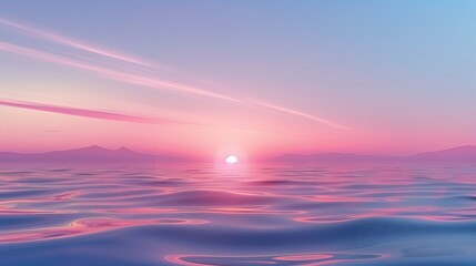Fototapeta premium Beautiful Sunrise Over Serene Ocean with Pink and Blue Sky - Peaceful Landscape Illustration