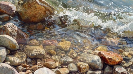 texture of rocks under crystal clear water generative ai