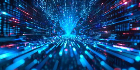 Fototapeta na wymiar Explore the dynamic and futuristic data flow with digital network lights in motion