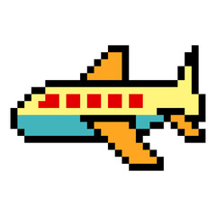 Fototapeta premium Airplane in pixel art style