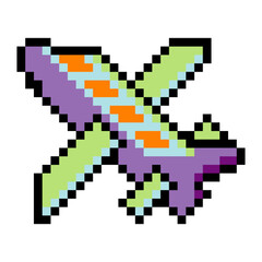 Fototapeta premium Airplane in pixel art style