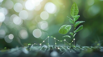 Green Financial Growth: Dynamic 3D Chart as a Growing Plant