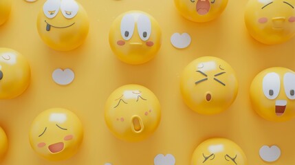 Fototapeta premium A closeup shot of yellow emoii faces with different emotions