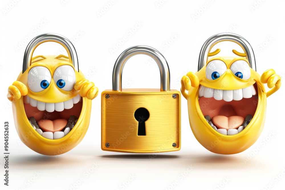 Aufkleber adorable padlocks with expressive faces bringing a playful approach to digital security concepts.