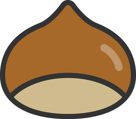 栗のアイコン（線画カラー）のイラスト