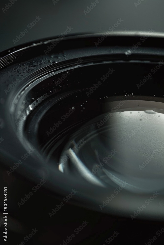 Poster a close-up of a camera lens with water droplets on the surface