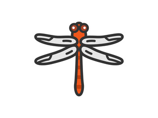 赤トンボのアイコン（線画カラー）のイラスト © R-DESIGN