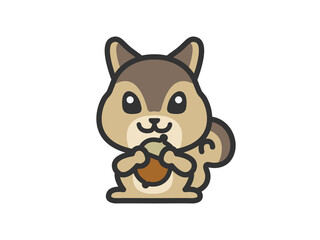 Obraz premium リスのアイコン（線画カラー）のイラスト