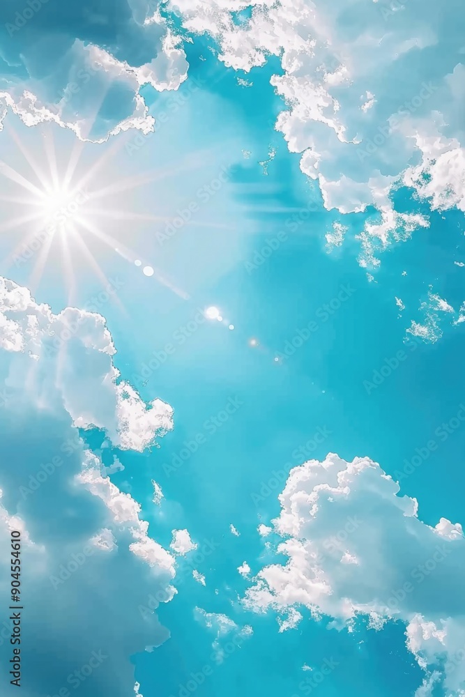 Wall mural a bright beam of sunlight breaks through the cloudy sky