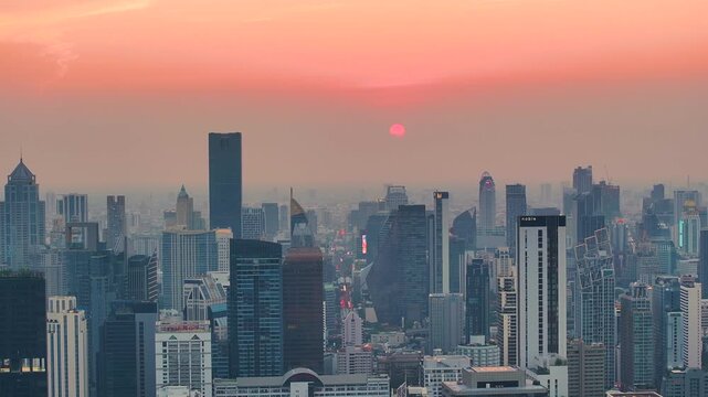 Bangkok, Thailand aerial city scape view from above. Bangkok Thailand: Drone Aerial view, Observing urban landscape. 