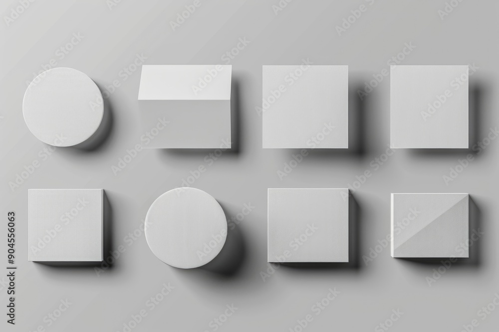 Aufkleber A collection of four different shapes on a uniform gray background, suitable for use in presentations or designs
