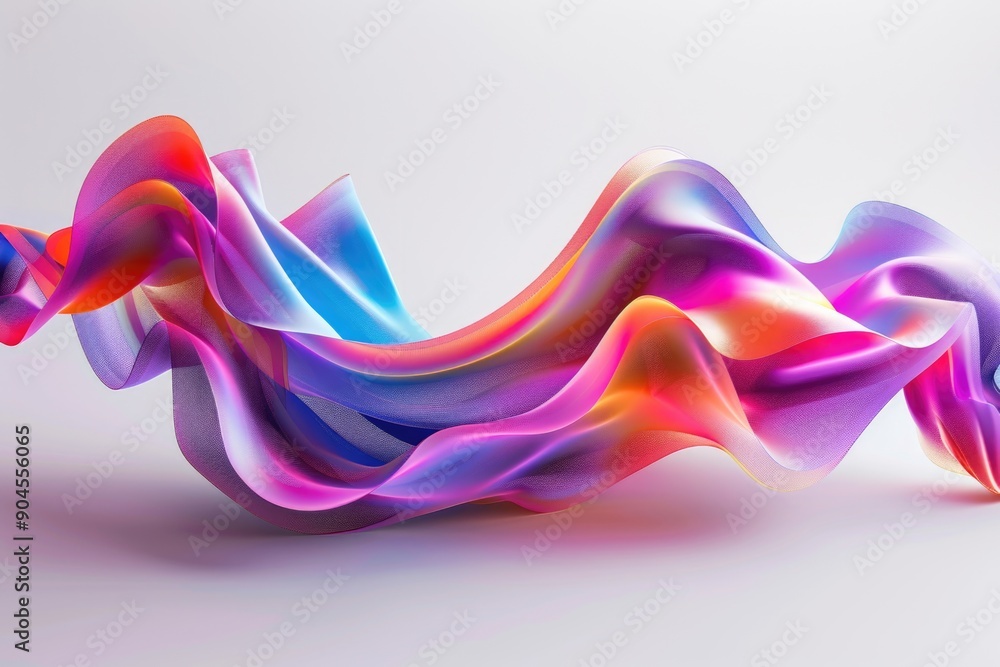 Poster a vibrant display of colored fabric flows across a white surface, perfect for use in designs related