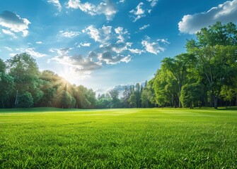 Fototapeta premium Sunny Day in a Lush Green Meadow