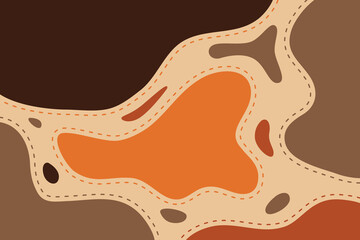 Wave style fluid background design with lumo color flat style in vector illustration. Curve liquid backdrop design with brown theme