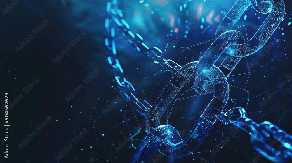Poster abstract chain with digital network concept
