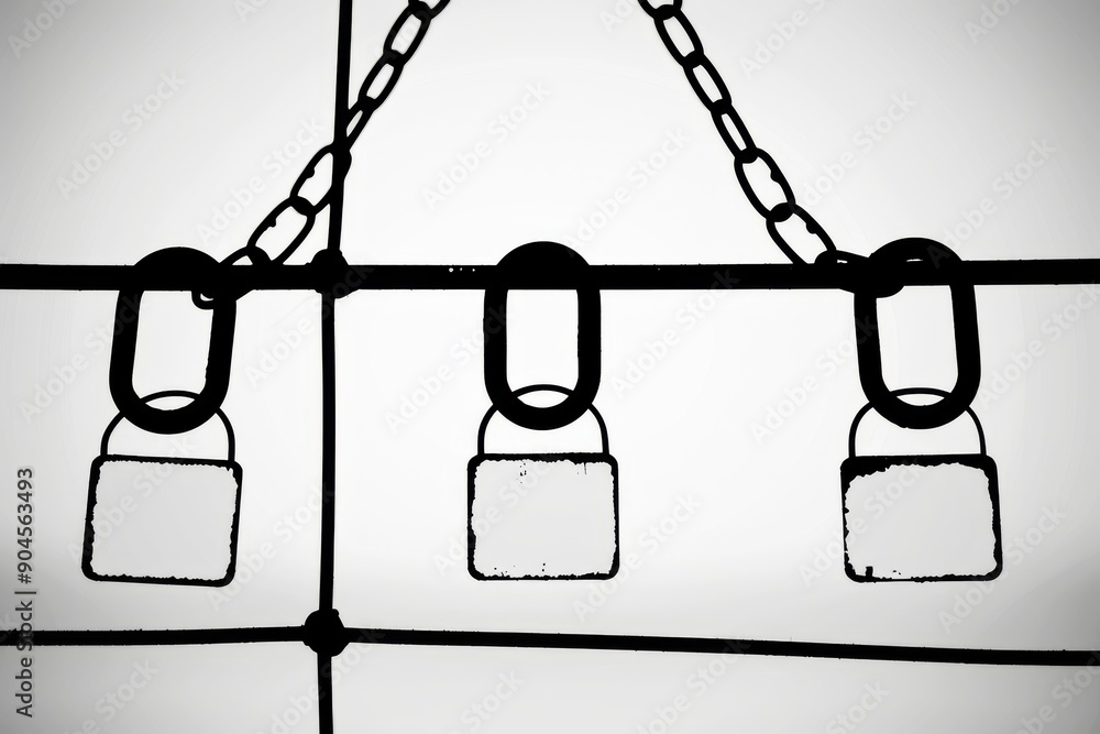 Aufkleber business concept with connected security locks symbolizing network protection and corporate data saf